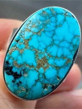 Turquoise Oval Stone Ring - Blue Turquoise Ring